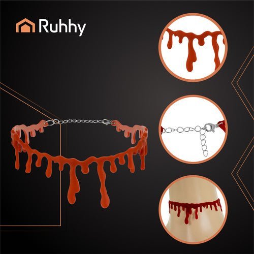 Blutige Halskette für Halloween – Rotes Blutimitat Halsband für Kostüme - Easy2sell - Deluxe