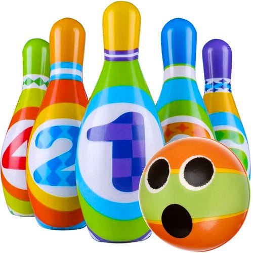 Bowling - Set für Kinder – 6 - teiliges Lernspiel aus PU - Schaum mit Zahlen - Easy2sell - Deluxe