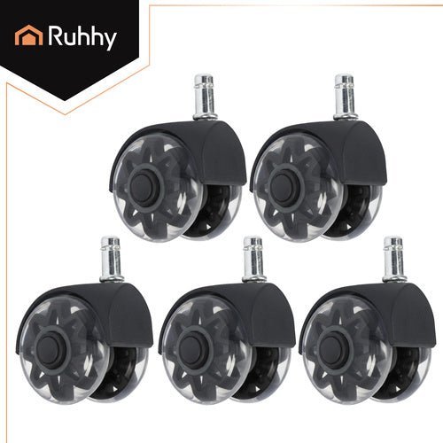 Bürostuhlrollen 11x22mm – 5er Set Hartbodenrollen Geräuschlos Schwarz - Easy2sell - Deluxe