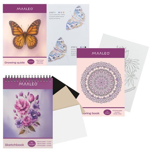 Buntstifte Set mit 120 Farben, Skizzenbuch und Etui für Künstler - Easy2sell - Deluxe