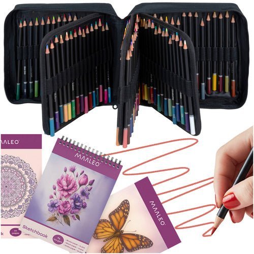 Buntstifte Set mit 120 Farben, Skizzenbuch und Etui für Künstler - Easy2sell - Deluxe