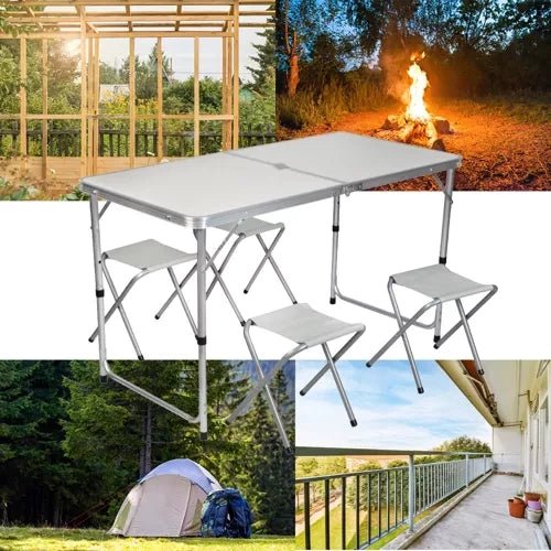 Camping - Set Klappbar: Höhenverstellbarer Tisch mit 4 Stühlen als Koffer - Easy2sell - Deluxe