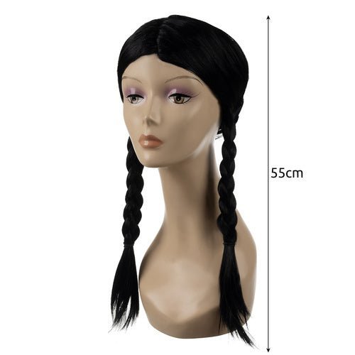 Damenperücke mit 2 Zöpfen Schwarz – Lange Kunsthaar Perücke für Cosplay - Easy2sell - Deluxe