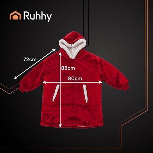 Decken - Sweatshirt mit Kapuze, Oversize Kuschelpullover, XXL, Rot, Polyester - Easy2sell - Deluxe
