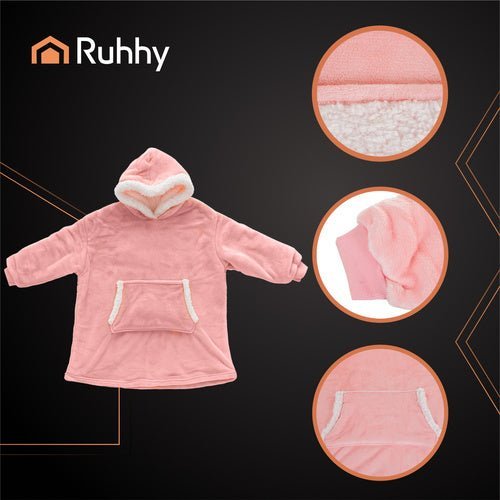 Decken - Sweatshirt XXL Oversize mit Kapuze – Warmes Fleece, Rosa - Easy2sell - Deluxe