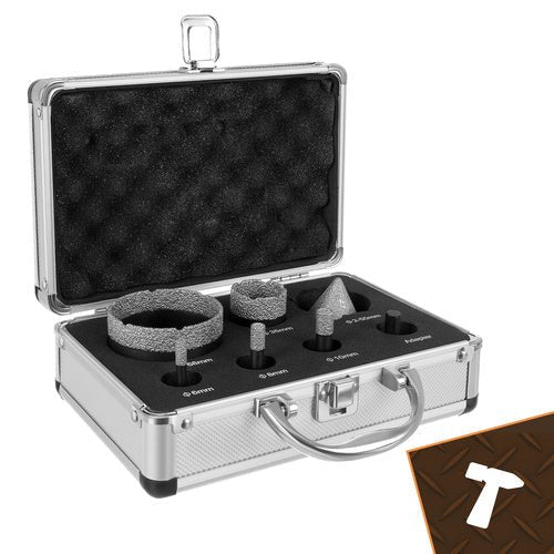 Diamant - Lochsägen Set 7 - teilig für Fliesen und Beton M14 6 - 68mm Schwarz - Easy2sell - Deluxe