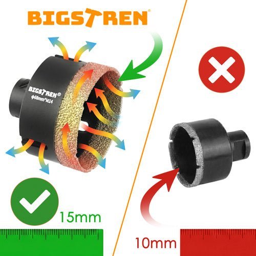 Diamant - Lochsägen Set 7 - teilig für Fliesen und Beton M14 6 - 68mm Schwarz - Easy2sell - Deluxe