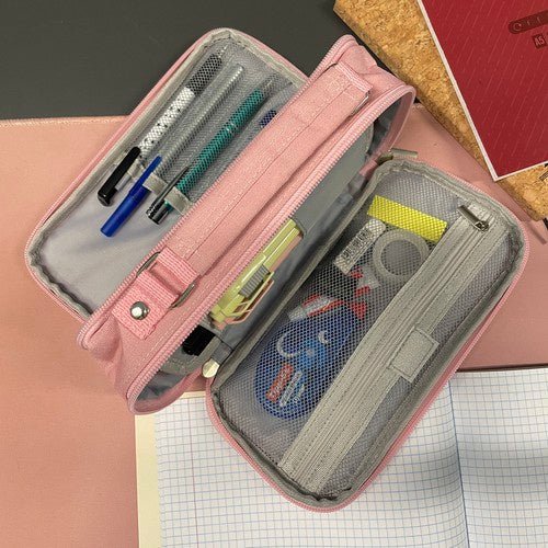 Doppelt faltbares Federmäppchen mit Stauraum – rosa - Easy2sell - Deluxe