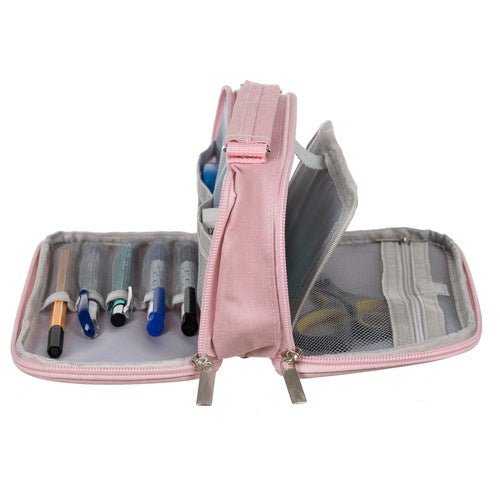 Doppelt faltbares Federmäppchen mit Stauraum – rosa - Easy2sell - Deluxe