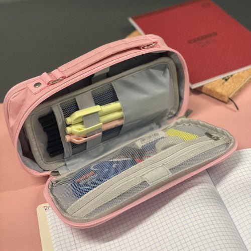 Doppelt faltbares Federmäppchen mit Stauraum – rosa - Easy2sell - Deluxe