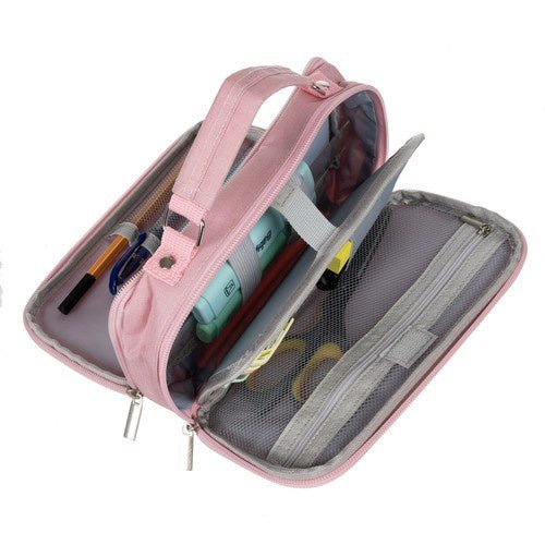 Doppelt faltbares Federmäppchen mit Stauraum – rosa - Easy2sell - Deluxe