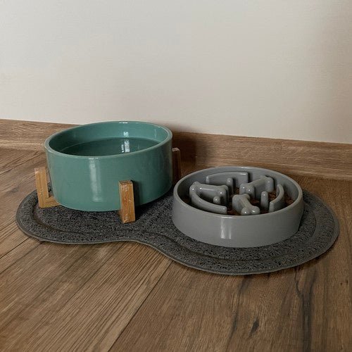 Doppelte Napfunterlage rutschfest für Tiere grau - Easy2sell - Deluxe