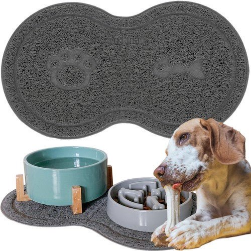 Doppelte Napfunterlage rutschfest für Tiere grau - Easy2sell - Deluxe