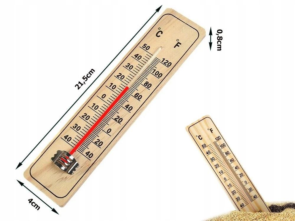 Holz Thermometer Außen Innen Außenthermometer Draußen analog Gartenthermometer