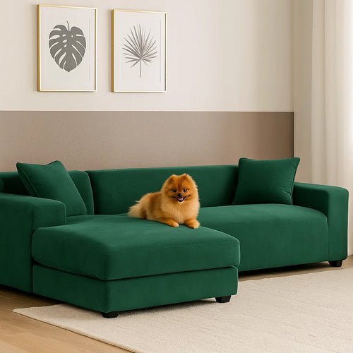 Ecksofa Bezug Elastischer Samt 190 - 230cm Dunkelgrün Sofabezug Wasserfest - Easy2sell - Deluxe