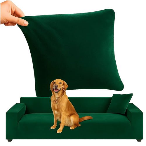 Ecksofa Bezug Elastischer Samt 190 - 230cm Dunkelgrün Sofabezug Wasserfest - Easy2sell - Deluxe