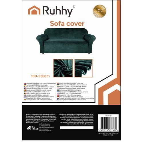 Ecksofa Bezug Elastischer Samt 190 - 230cm Dunkelgrün Sofabezug Wasserfest - Easy2sell - Deluxe