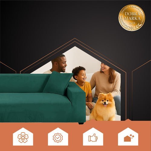 Ecksofa Bezug Elastischer Samt 190 - 230cm Dunkelgrün Sofabezug Wasserfest - Easy2sell - Deluxe