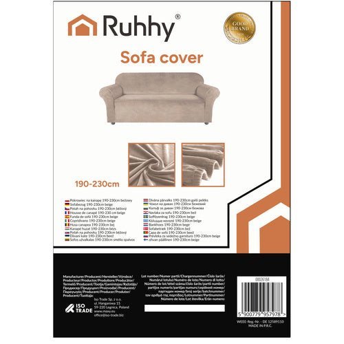 Ecksofa Bezug Samt Elastisch – Sofabezug Beige 190 - 230 cm inkl. Kissenbezug - Easy2sell - Deluxe