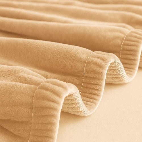 Ecksofa Bezug Samt Elastisch – Sofabezug Beige 190 - 230 cm inkl. Kissenbezug - Easy2sell - Deluxe