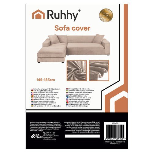 Ecksofabezug aus Samt – Elastische Sofa Abdeckung Beige 145 - 185 cm - Easy2sell - Deluxe