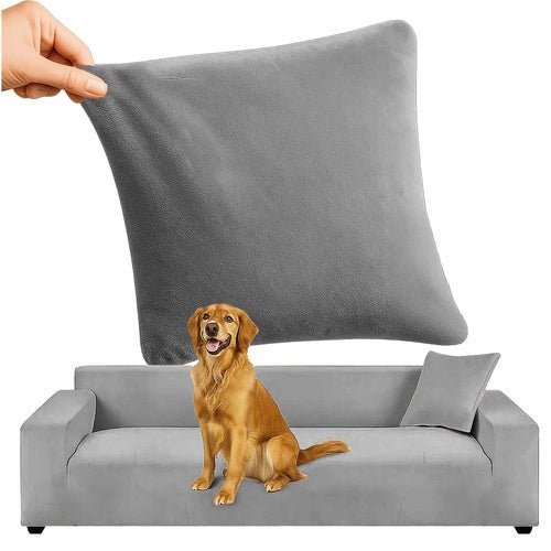 Ecksofabezug aus Samt – Elastische Sofahusse 190 - 230 cm Dunkelgrau - Easy2sell - Deluxe