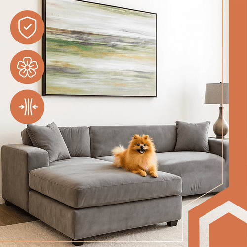 Ecksofabezug aus Samt – Elastische Sofahusse 190 - 230 cm Dunkelgrau - Easy2sell - Deluxe