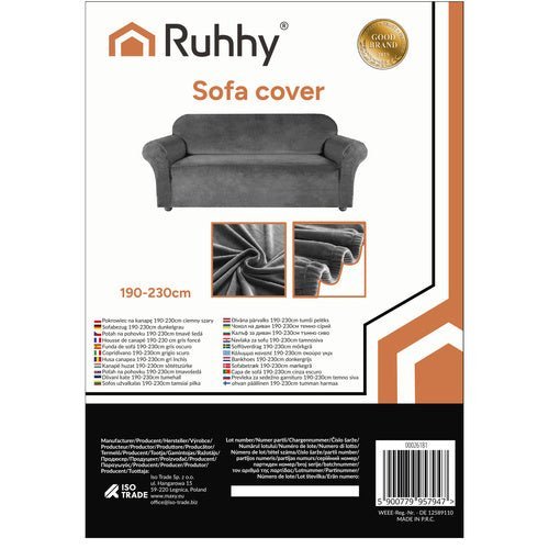 Ecksofabezug aus Samt – Elastische Sofahusse 190 - 230 cm Dunkelgrau - Easy2sell - Deluxe