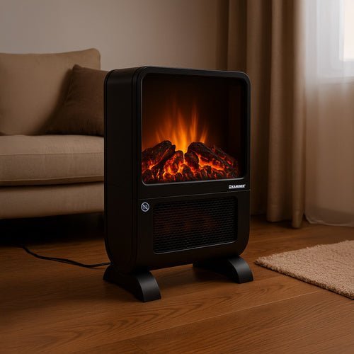 Elektroheizung mit Flammeneffekt – 2000W Keramik Heizlüfter, Schwarz - Easy2sell - Deluxe