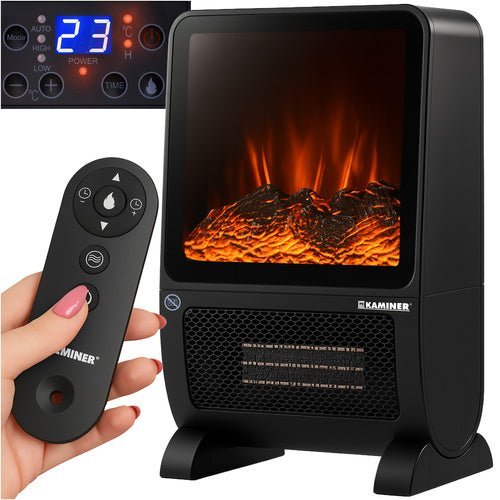Elektroheizung mit Flammeneffekt – 2000W Keramik Heizlüfter, Schwarz - Easy2sell - Deluxe