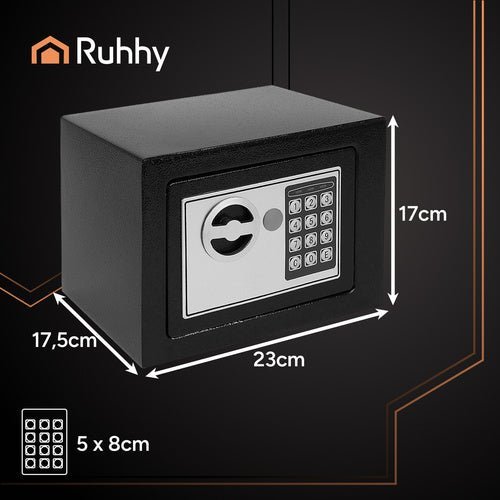 Elektronischer Safe – Heimtresor aus Stahl mit Zahlenschloss, Schwarz - Easy2sell - Deluxe