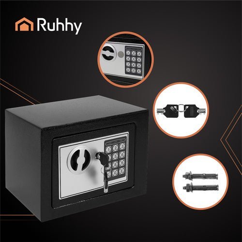 Elektronischer Safe – Heimtresor aus Stahl mit Zahlenschloss, Schwarz - Easy2sell - Deluxe