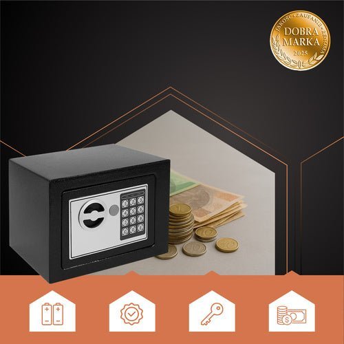 Elektronischer Safe – Heimtresor aus Stahl mit Zahlenschloss, Schwarz - Easy2sell - Deluxe