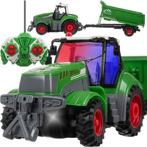 Ferngesteuerter Traktor mit Anhänger und Kipper – LED Licht, Grün - Easy2sell - Deluxe