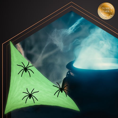 Fluoreszierendes Spinnennetz mit 20 Spinnen – Halloween Deko Set Schwarz - Easy2sell - Deluxe