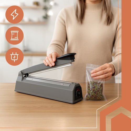 Folienschweißgerät 300mm Schweißnaht – Manuelles Beutelversiegelungsgerät Grau - Easy2sell - Deluxe