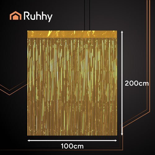 Fransenvorhang Gold 2er Set – Party Vorhang Selbstklebend 100x200cm - Easy2sell - Deluxe
