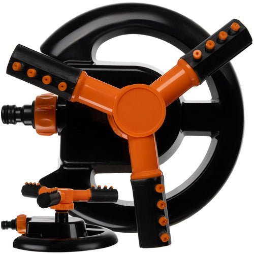Gartenregner 360° Drehbar – 3 - Armiger Rasensprenger in Schwarz - Orange - Easy2sell - Deluxe
