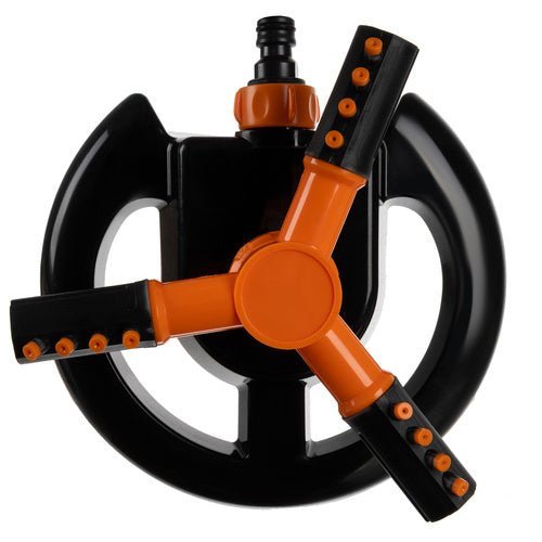 Gartenregner 360° Drehbar – 3 - Armiger Rasensprenger in Schwarz - Orange - Easy2sell - Deluxe