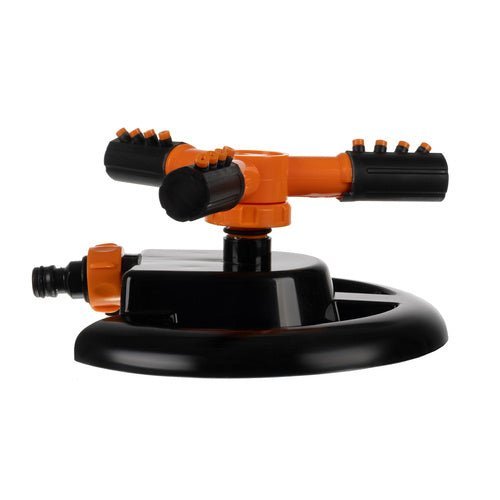 Gartenregner 360° Drehbar – 3 - Armiger Rasensprenger in Schwarz - Orange - Easy2sell - Deluxe