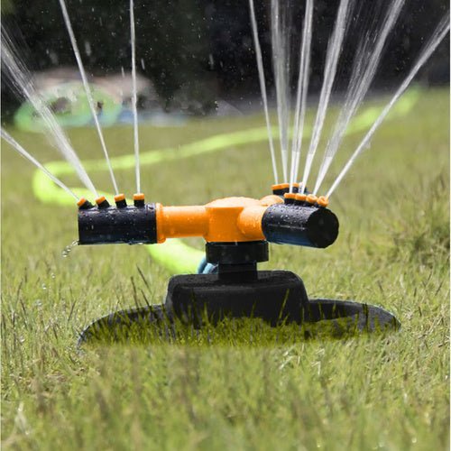 Gartenregner 360° Drehbar – 3 - Armiger Rasensprenger in Schwarz - Orange - Easy2sell - Deluxe
