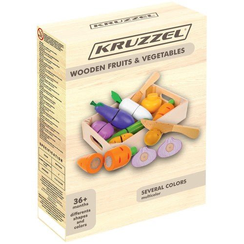 Gemüseschneideset aus Holz mit Klettverschluss – 9-teiliges Spielzeugset - Easy2sell-Deluxe