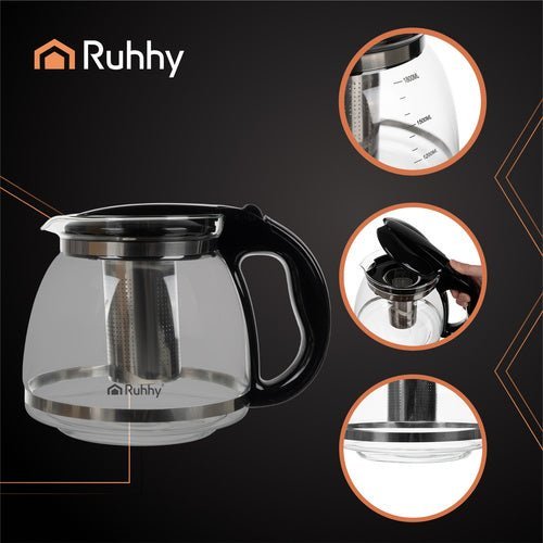 Glasteekanne 2L mit Sieb – Hitzebeständiger Krug für Tee und Kaffee - Easy2sell - Deluxe