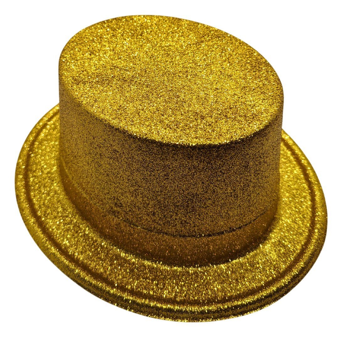 Glitzer Zylinder Hut in Gold Partyhut 25cm Verkleidung für Karneval & Festivals - Easy2sell - Deluxe