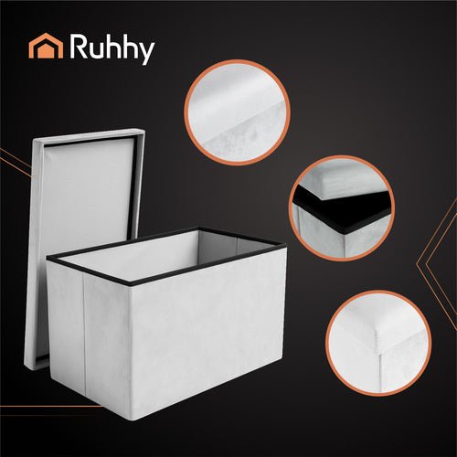 Grauer Samtpouf 60x30x30 cm Ruhhy 25994 - Easy2sell - Deluxe