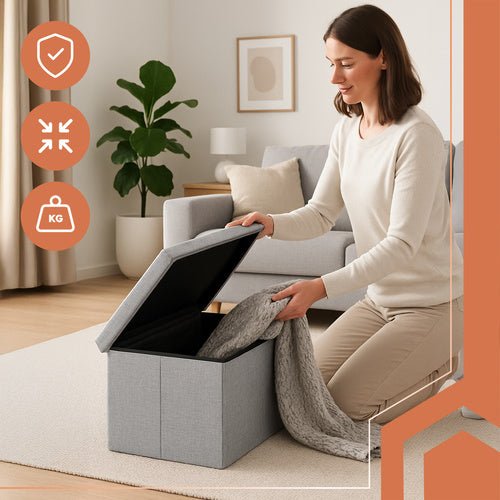 Grauer Stoffpouf 60x30x30 cm Ruhhy 25996 - Easy2sell - Deluxe
