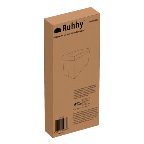 Grauer Stoffpouf 60x30x30 cm Ruhhy 25996 - Easy2sell - Deluxe