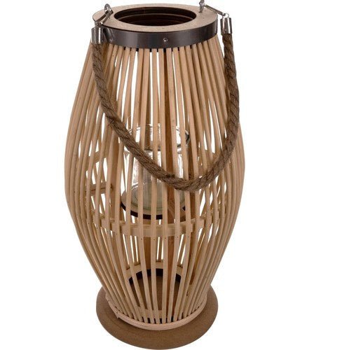 Grosse Bambuslaterne mit abnehmbaren Griff und Romantik Beige - Easy2sell - Deluxe