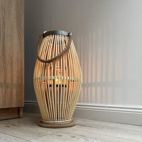 Grosse Bambuslaterne mit abnehmbaren Griff und Romantik Beige - Easy2sell - Deluxe