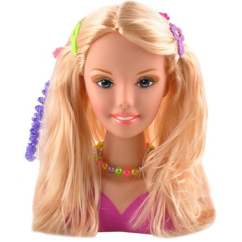 Haarstyling - Kopf Set für Kinder – Frisierkopf mit 8 bunten Accessoires - Easy2sell - Deluxe